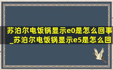 苏泊尔电饭锅显示e0是怎么回事_苏泊尔电饭锅显示e5是怎么回事