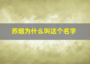 苏烟为什么叫这个名字