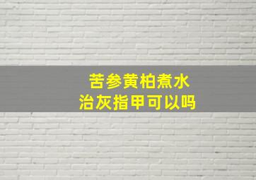 苦参黄柏煮水治灰指甲可以吗