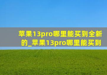 苹果13pro哪里能买到全新的_苹果13pro哪里能买到