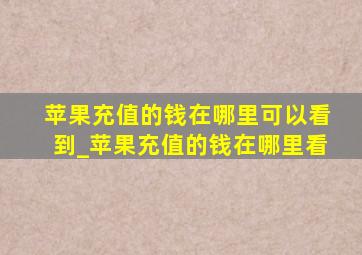 苹果充值的钱在哪里可以看到_苹果充值的钱在哪里看