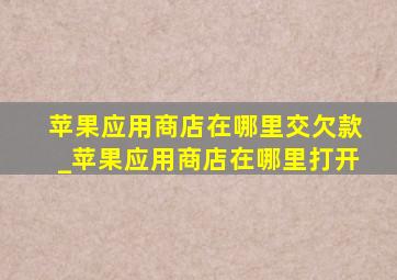 苹果应用商店在哪里交欠款_苹果应用商店在哪里打开