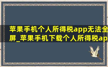 苹果手机个人所得税app无法全屏_苹果手机下载个人所得税app咋操作