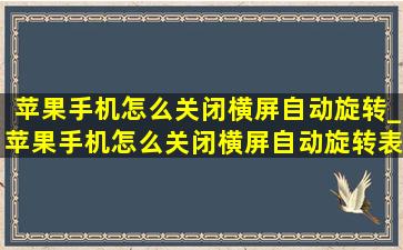 苹果手机怎么关闭横屏自动旋转_苹果手机怎么关闭横屏自动旋转表