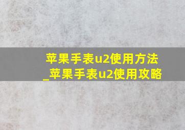 苹果手表u2使用方法_苹果手表u2使用攻略