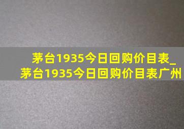 茅台1935今日回购价目表_茅台1935今日回购价目表广州