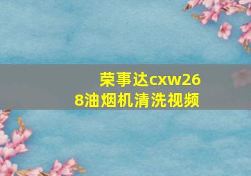 荣事达cxw268油烟机清洗视频