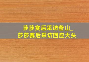 莎莎赛后采访釜山_莎莎赛后采访回应大头