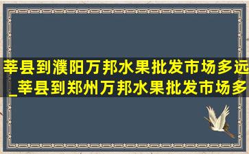 莘县到濮阳万邦水果批发市场多远_莘县到郑州万邦水果批发市场多远