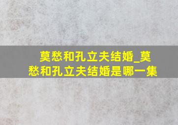 莫愁和孔立夫结婚_莫愁和孔立夫结婚是哪一集