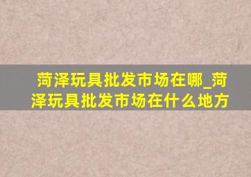 菏泽玩具批发市场在哪_菏泽玩具批发市场在什么地方