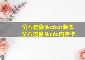 萤石摄像头c6cn版本_萤石摄像头c6c内存卡