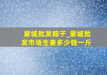 蒙城批发粽子_蒙城批发市场生姜多少钱一斤