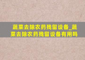 蔬菜去除农药残留设备_蔬菜去除农药残留设备有用吗