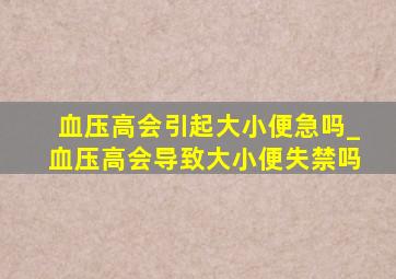 血压高会引起大小便急吗_血压高会导致大小便失禁吗