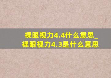 裸眼视力4.4什么意思_裸眼视力4.3是什么意思