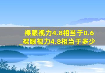 裸眼视力4.8相当于0.6_裸眼视力4.8相当于多少