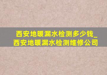 西安地暖漏水检测多少钱_西安地暖漏水检测维修公司