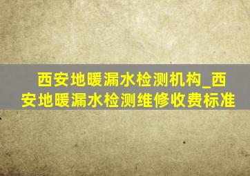 西安地暖漏水检测机构_西安地暖漏水检测维修收费标准