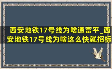 西安地铁17号线为啥通富平_西安地铁17号线为啥这么快就招标