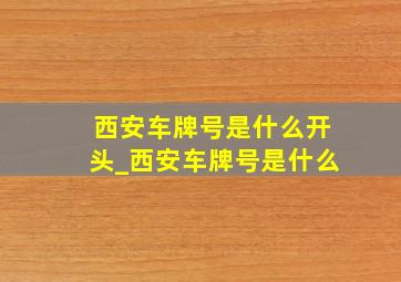 西安车牌号是什么开头_西安车牌号是什么