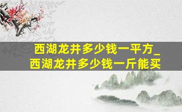 西湖龙井多少钱一平方_西湖龙井多少钱一斤能买