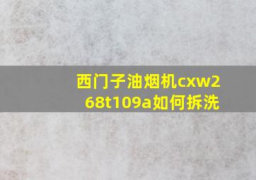 西门子油烟机cxw268t109a如何拆洗