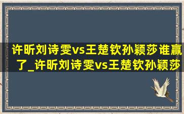 许昕刘诗雯vs王楚钦孙颖莎谁赢了_许昕刘诗雯vs王楚钦孙颖莎亚锦赛