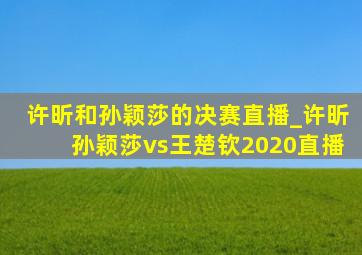 许昕和孙颖莎的决赛直播_许昕孙颖莎vs王楚钦2020直播