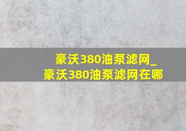 豪沃380油泵滤网_豪沃380油泵滤网在哪