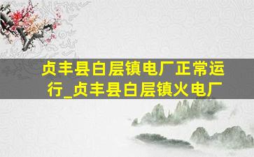 贞丰县白层镇电厂正常运行_贞丰县白层镇火电厂