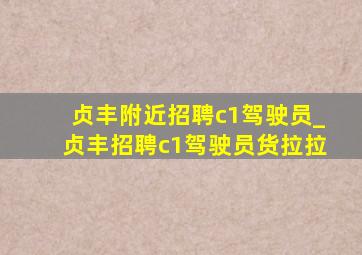 贞丰附近招聘c1驾驶员_贞丰招聘c1驾驶员货拉拉