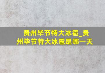 贵州毕节特大冰雹_贵州毕节特大冰雹是哪一天