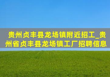 贵州贞丰县龙场镇附近招工_贵州省贞丰县龙场镇工厂招聘信息