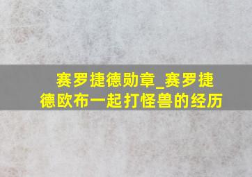 赛罗捷德勋章_赛罗捷德欧布一起打怪兽的经历