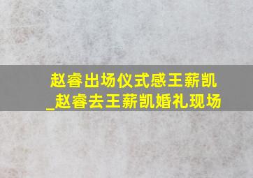 赵睿出场仪式感王薪凯_赵睿去王薪凯婚礼现场