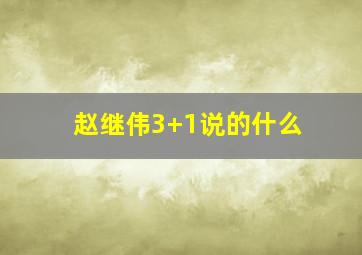 赵继伟3+1说的什么