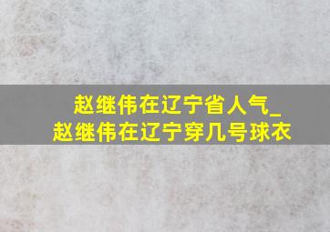 赵继伟在辽宁省人气_赵继伟在辽宁穿几号球衣