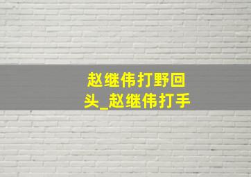 赵继伟打野回头_赵继伟打手