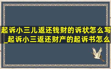 起诉小三儿返还钱财的诉状怎么写_起诉小三返还财产的起诉书怎么写