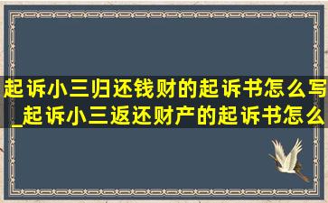 起诉小三归还钱财的起诉书怎么写_起诉小三返还财产的起诉书怎么写