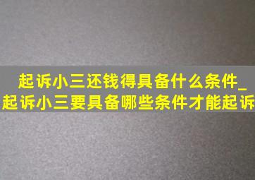 起诉小三还钱得具备什么条件_起诉小三要具备哪些条件才能起诉