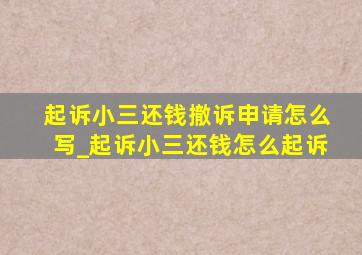 起诉小三还钱撤诉申请怎么写_起诉小三还钱怎么起诉