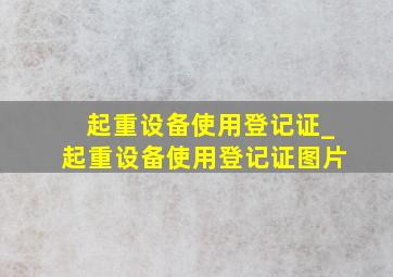 起重设备使用登记证_起重设备使用登记证图片