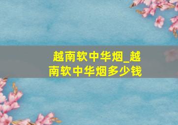 越南软中华烟_越南软中华烟多少钱