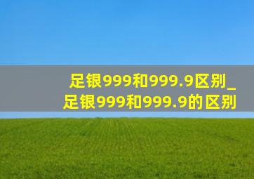 足银999和999.9区别_足银999和999.9的区别