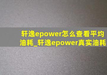 轩逸epower怎么查看平均油耗_轩逸epower真实油耗