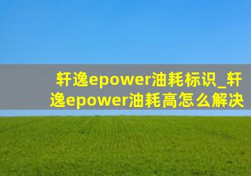 轩逸epower油耗标识_轩逸epower油耗高怎么解决