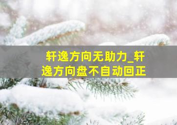 轩逸方向无助力_轩逸方向盘不自动回正