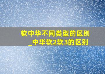 软中华不同类型的区别_中华软2软3的区别